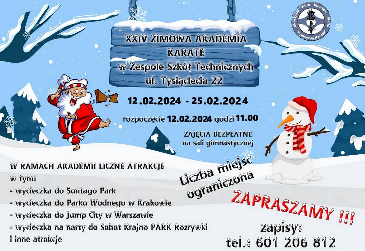 Zimowa Akademia Karate - oferta na ferie zimowe od SKSW „Kyokushin-Karate” Zaborek-Team